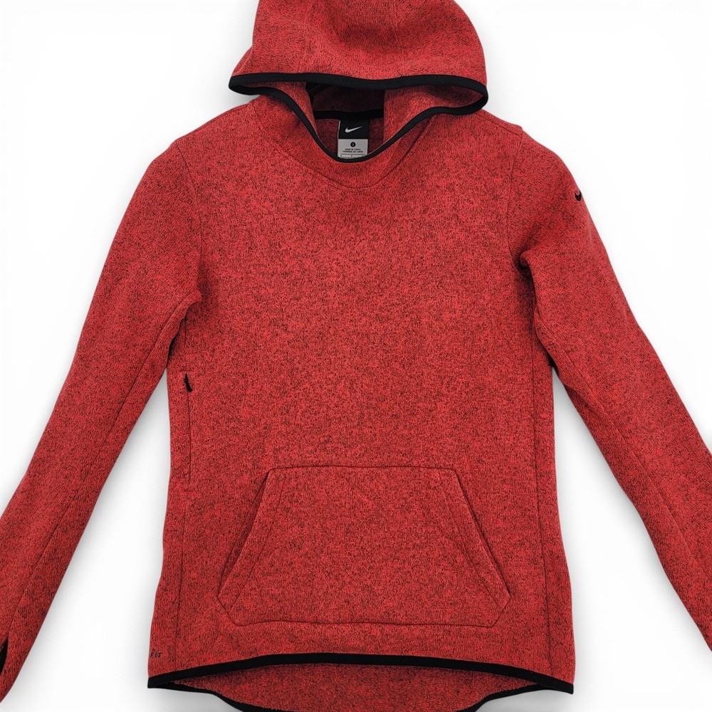 Nike Therma Fit Hoodie Womens Small Red Pullover Athletic Training Sweatshirt
